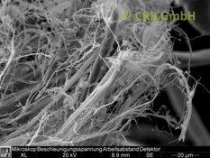 Imagen MEB de amianto crisotilo en tejido de amianto,  | © CRB Analysis Service GmbH