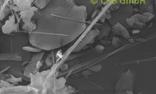 Amiante d'anthophyllite dans crépis, mastic, image MEB | © CRB Analyse Service GmbH