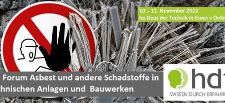 Banner pubblicitario per il Forum sull'amianto presso la Haus der Technik di Essen | © Forum Asbest- HDT