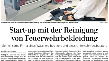 Articolo pubblicato sul Göttinger Tageblatt sul processo di lavaggio testato per la decontaminazione dall'amianto degli indumenti dei vigili del fuoco | © Göttinger Tageblatt GmbH & Co. KG